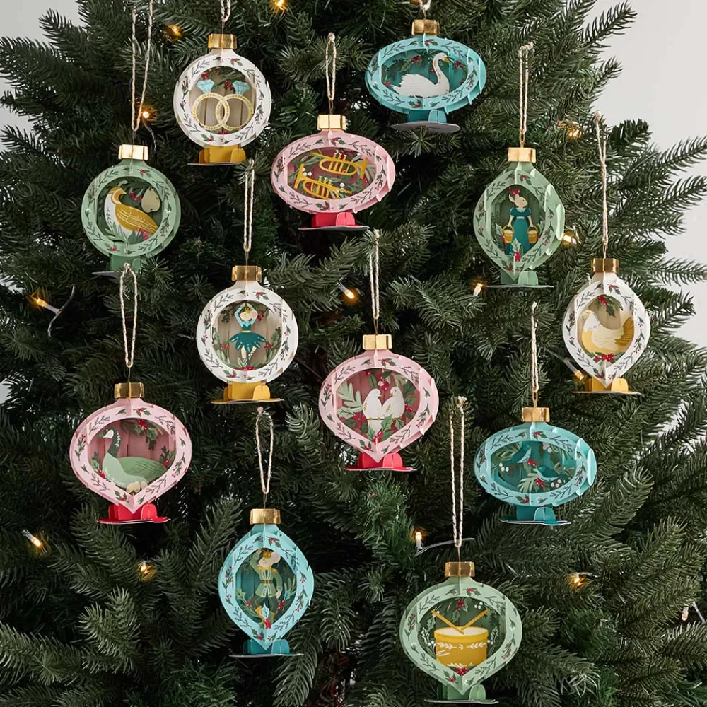 Lovepop Advent Calendars|Decor|12 Days of Christmas Merry Ornament Set