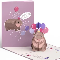 Lovepop Greeting Cards|Birthday|Baby Pygmy Hippo Birthday Pop-Up Card