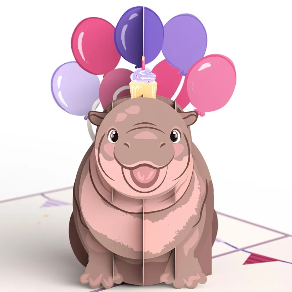 Lovepop Greeting Cards|Birthday|Baby Pygmy Hippo Birthday Pop-Up Card