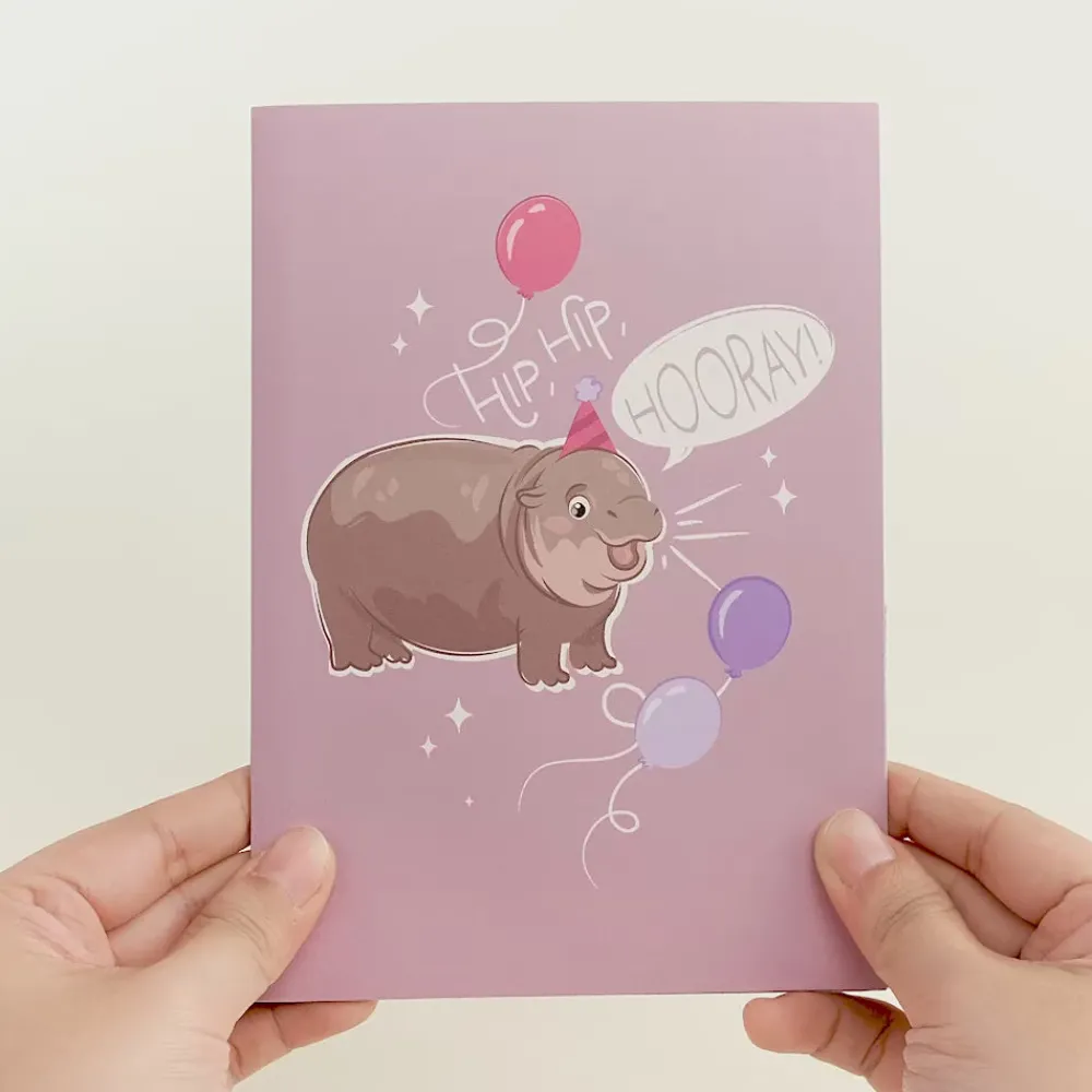 Lovepop Greeting Cards|Birthday|Baby Pygmy Hippo Birthday Pop-Up Card