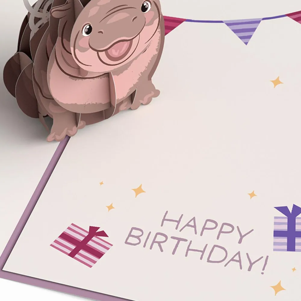 Lovepop Greeting Cards|Birthday|Baby Pygmy Hippo Birthday Pop-Up Card