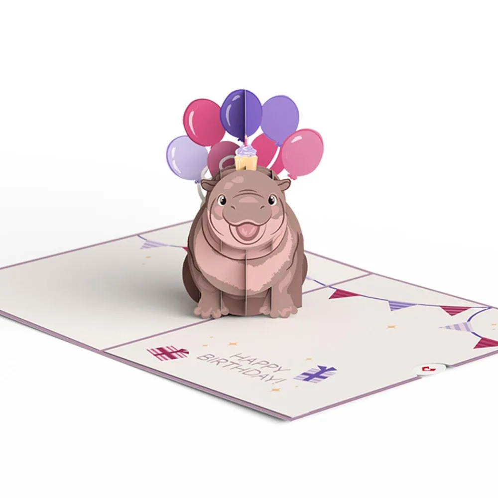 Lovepop Greeting Cards|Birthday|Baby Pygmy Hippo Birthday Pop-Up Card