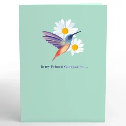 Lovepop Greeting Cards|Grandparents' Day 9/7|Beloved Grandparents Daisy Patch Hummingbirds Pop-Up Card