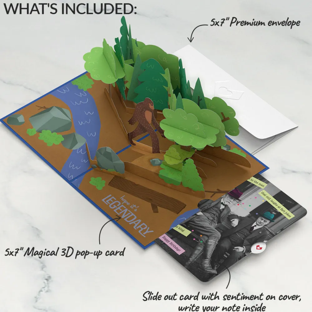 Lovepop Birthday|Bigfoot Legendary Birthday Pop-Up Card and Sentiment Set for Any Man