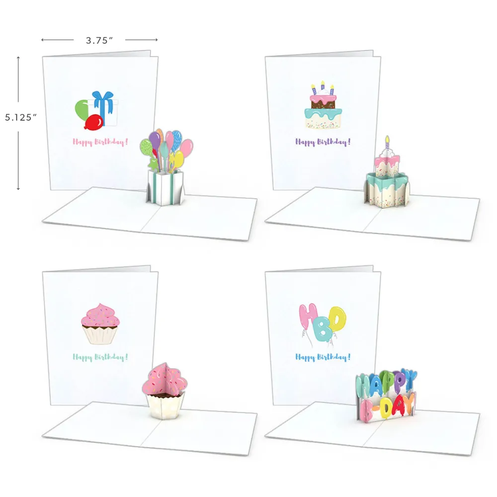 Lovepop Notecards|Birthday|Birthday Notecards (Assorted 4-Pack)
