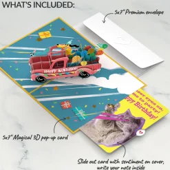 Lovepop Birthday|Birthday Truck with Cat Laser Eyes Pop-Up Card and Sentiment Set
