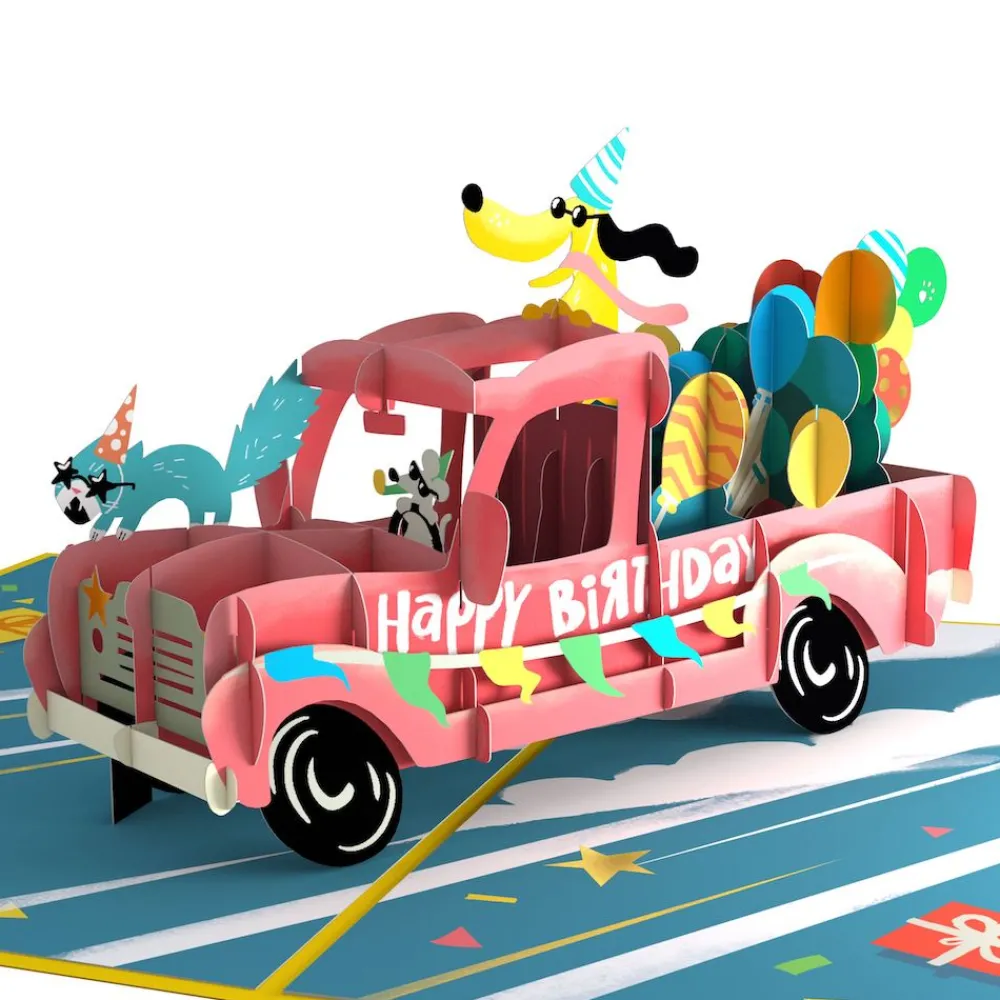 Lovepop Birthday|Birthday Truck with Cat Laser Eyes Pop-Up Card and Sentiment Set