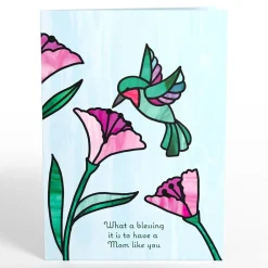 Lovepop Suncatcher Cards|Decor|Blessing to Have a Mom Like You Hummingbird Suncatcher Card