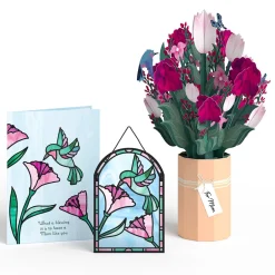 Lovepop Pop-Up Bouquets|Card & Gift Bundles|Blessing to Have a Mom Like You Hummingbird Suncatcher Card & Bouquet Bundle