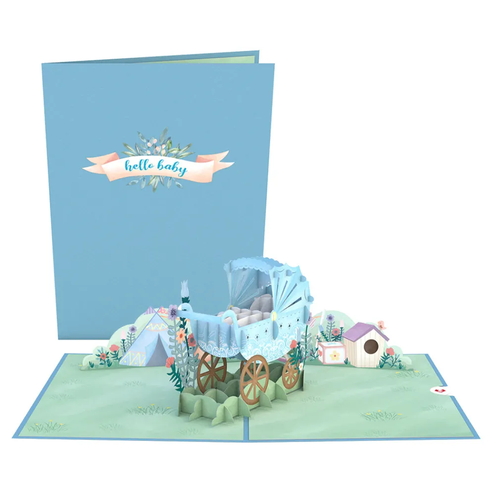 Lovepop Baby|Kids|Blue Baby Carriage Pop-Up Card