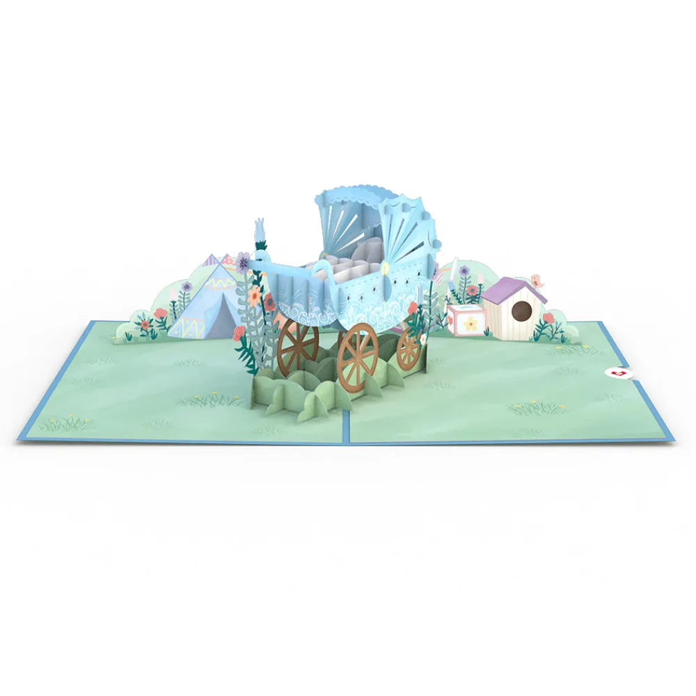 Lovepop Baby|Kids|Blue Baby Carriage Pop-Up Card