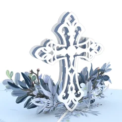 Lovepop Greeting Cards|Just Because|Blue Floral Cross Pop-Up Card