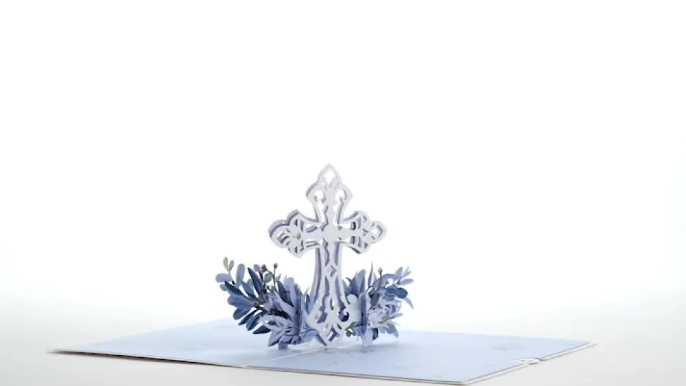 Lovepop Greeting Cards|Just Because|Blue Floral Cross Pop-Up Card