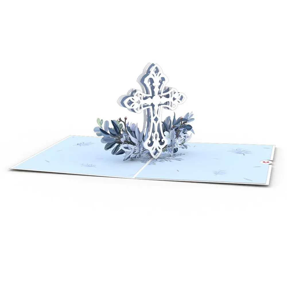Lovepop Greeting Cards|Just Because|Blue Floral Cross Pop-Up Card