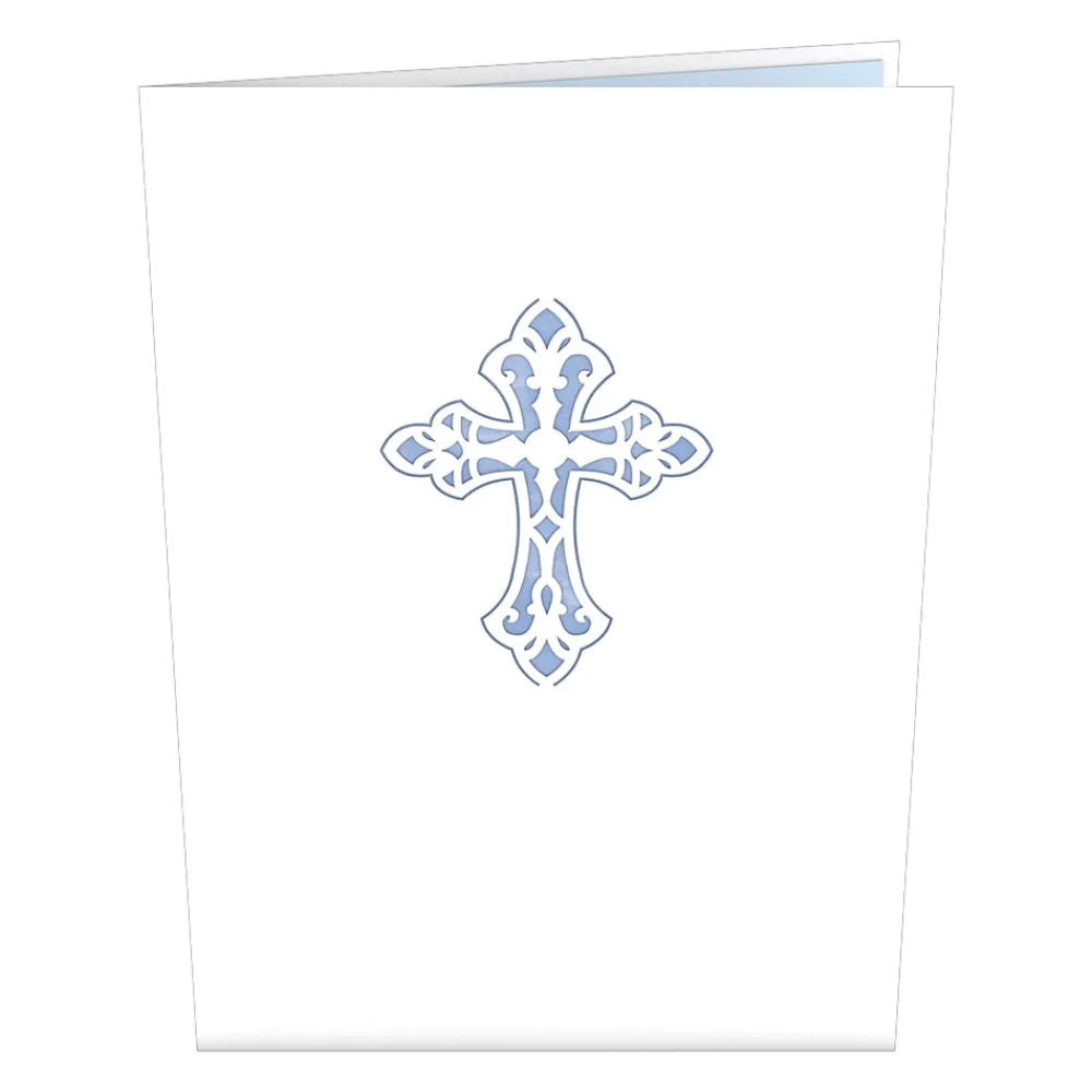 Lovepop Greeting Cards|Just Because|Blue Floral Cross Pop-Up Card