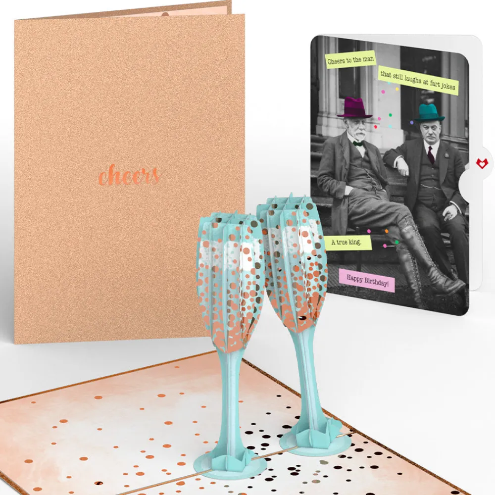 Lovepop Birthday|Champagne Toast Birthday Pop-Up Card and Sentiment Set for Any Man