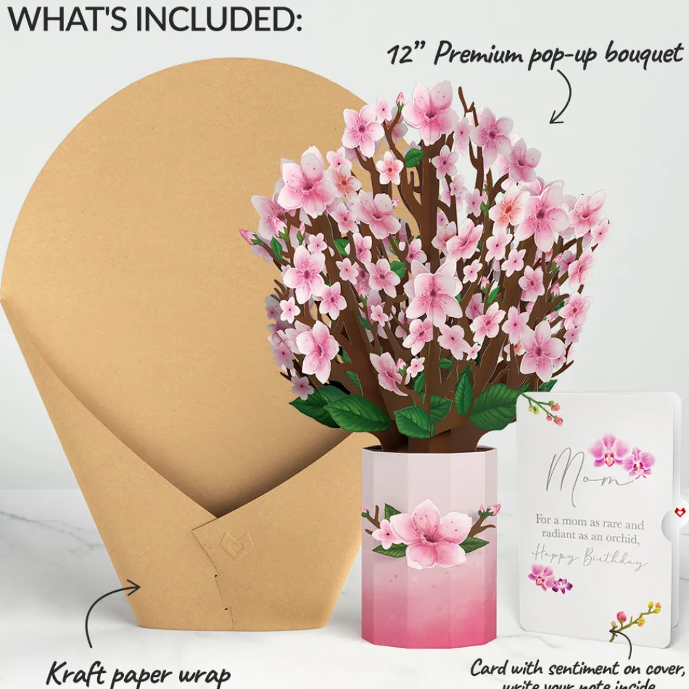 Lovepop Mom|Her|Cherry Blossom Birthday Bouquet and Sentiment Set for Mom