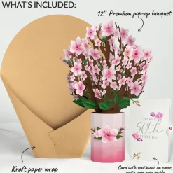 Lovepop Pop-Up Bouquets|Cherry Blossom 50th Birthday Bouquet and Sentiment Set
