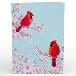 Lovepop Pop-Up Bouquets|Card & Gift Bundles|Cherry Blossom with Cardinals Pop-Up Card & Bouquet Bundle