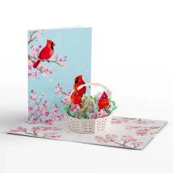 Lovepop Pop-Up Bouquets|Card & Gift Bundles|Cherry Blossom with Cardinals Pop-Up Card & Bouquet Bundle