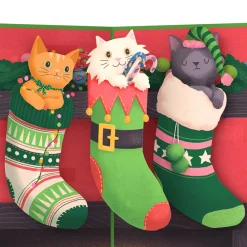 Lovepop Greeting Cards|Christmas 12/25|Christmas Cat Stockings Pop-Up Card