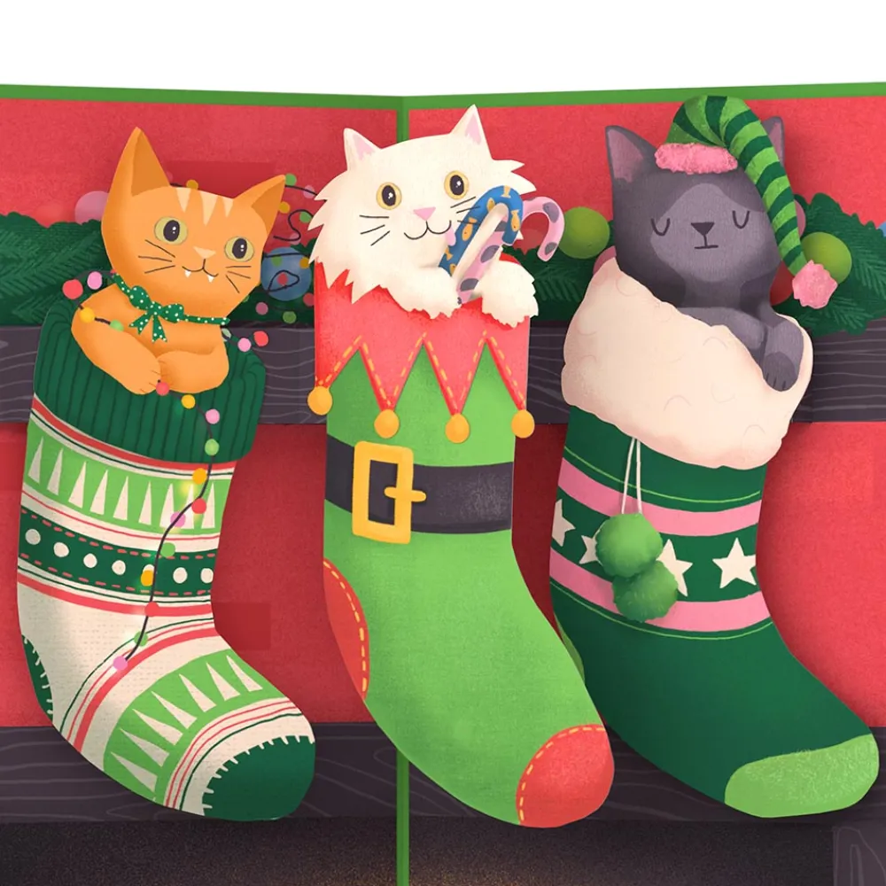 Lovepop Greeting Cards|Christmas 12/25|Christmas Cat Stockings Pop-Up Card