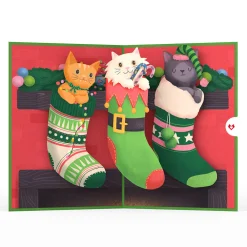Lovepop Greeting Cards|Christmas 12/25|Christmas Cat Stockings Pop-Up Card