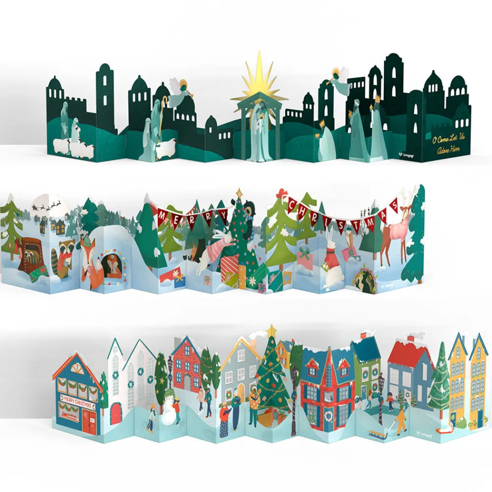 Lovepop Decor|Christmas 12/25|Christmas Loooooong Card™ 3-Pack (Expands to 2 feet)