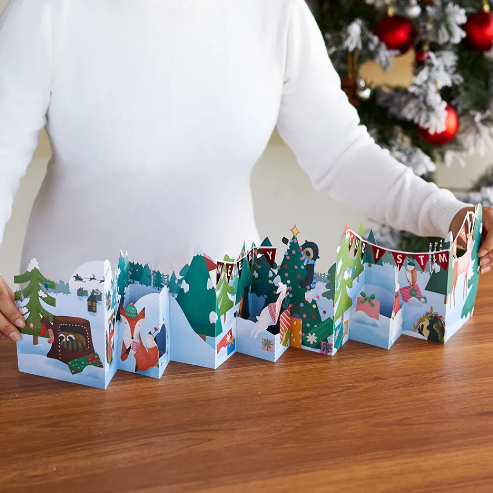 Lovepop Decor|Christmas 12/25|Christmas Woodland Scene Loooooong Card™ (Expands to 2 feet)