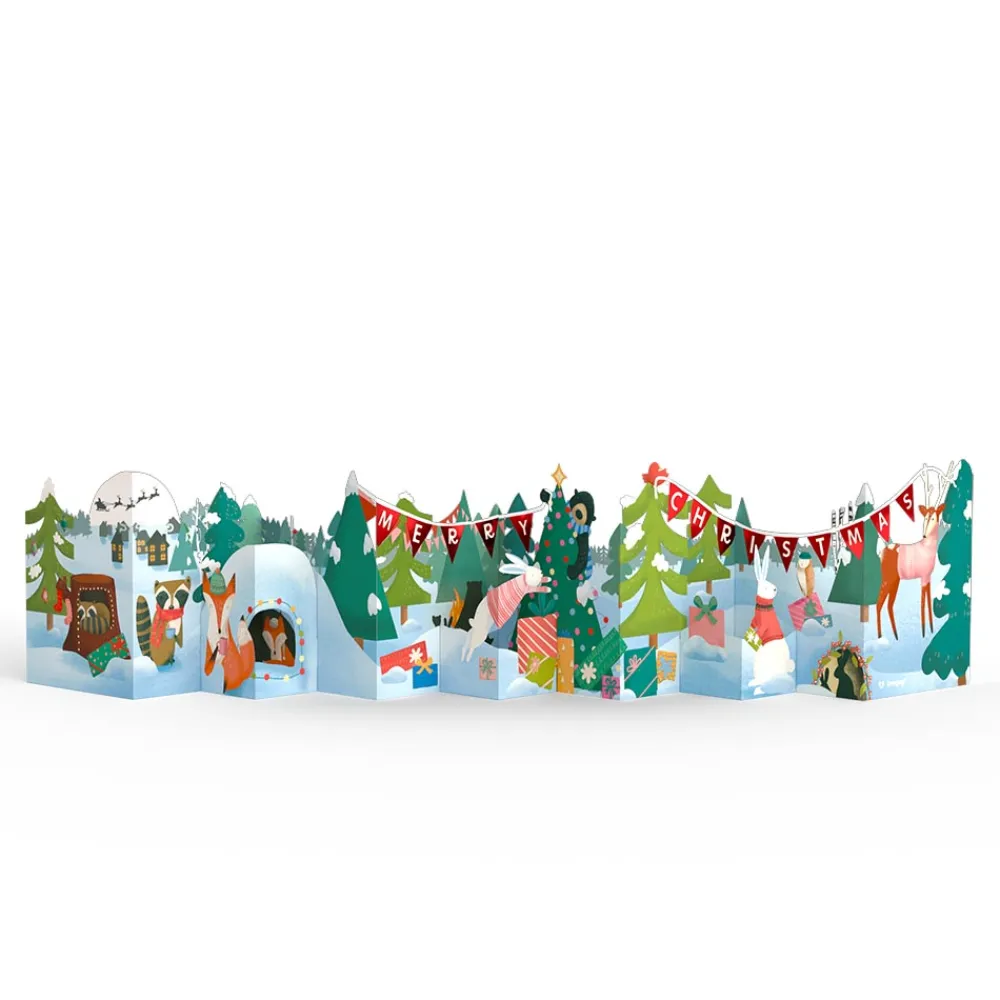 Lovepop Decor|Christmas 12/25|Christmas Woodland Scene Loooooong Card™ (Expands to 2 feet)