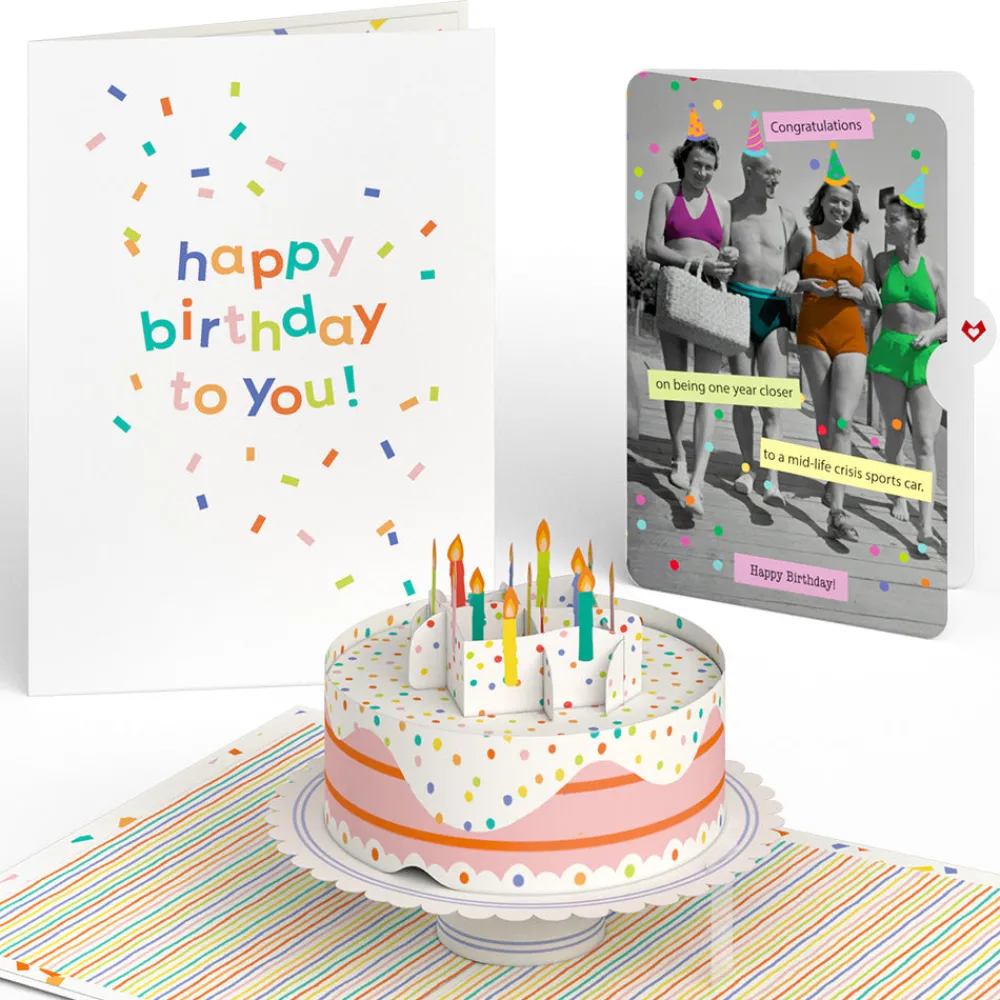 Lovepop Birthday|Confetti Cake Birthday Pop-Up Card and A Mid-life Crisis Sports Car Sentiment Set