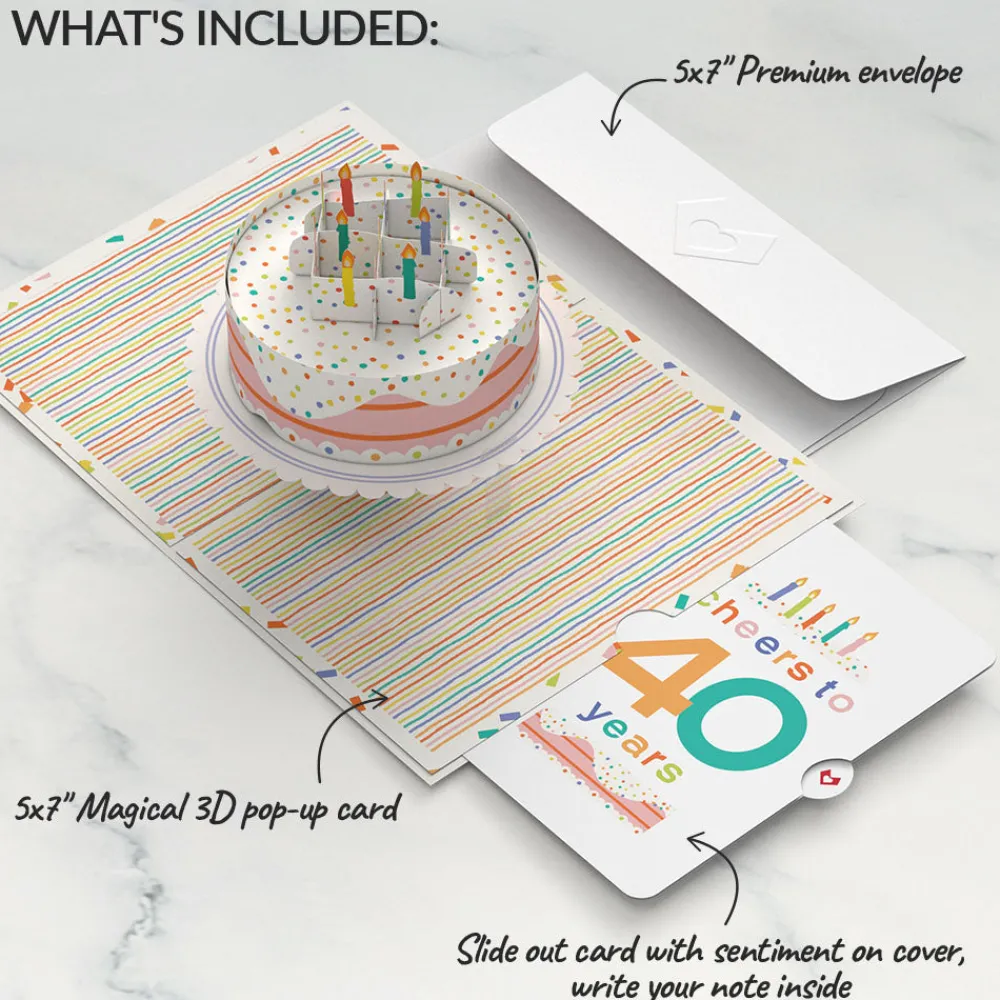 Lovepop Birthday|Confetti Cake 40th Birthday Pop-Up Card and Sentiment Set