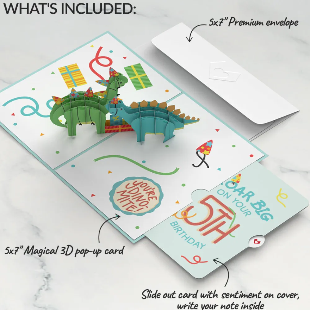 Lovepop Birthday|Dinosaurs 5th Birthday Pop-Up Card and Sentiment Set