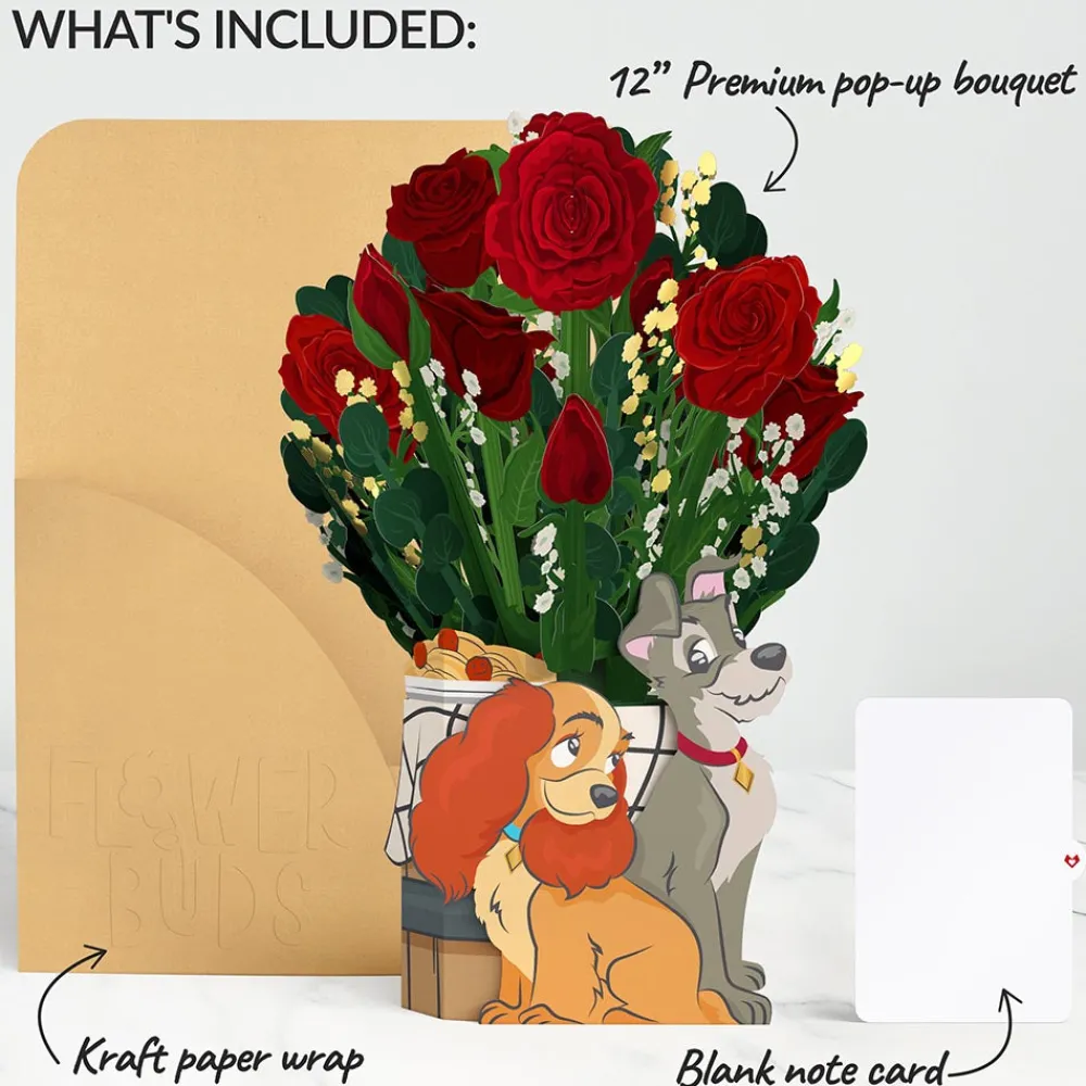 Lovepop Pop-Up Bouquets|Flower Buds|Disney's Lady & The Tramp Flower Buds Bouquet