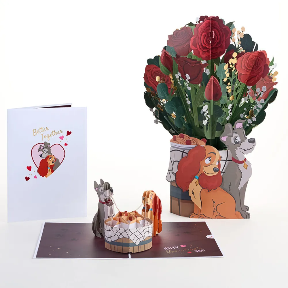 Lovepop Pop-Up Bouquets|Card & Gift Bundles|Disney’s Lady & The Tramp Pop-Up Card & Flower Buds Bouquet Bundle