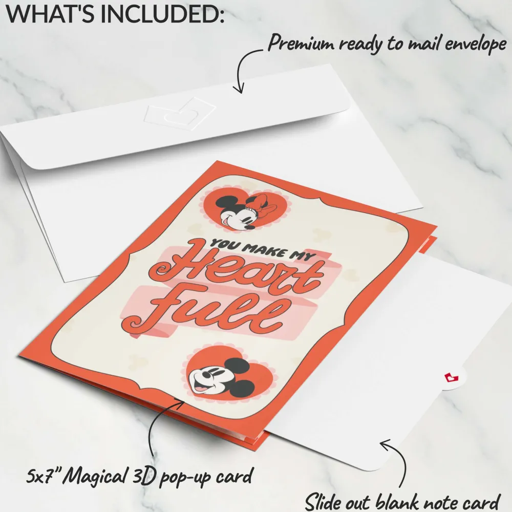 Lovepop Greeting Cards|Valentine'S Day 2/14|Disney’s Mickey & Minnie You Make My Heart Full Pop-Up Card