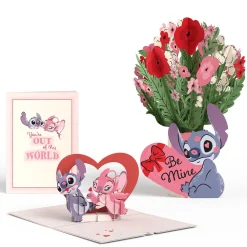 Lovepop Pop-Up Bouquets|Card & Gift Bundles|Disney’s Stitch Be Mine Pop-Up Card & Flower Buds Bouquet Bundle