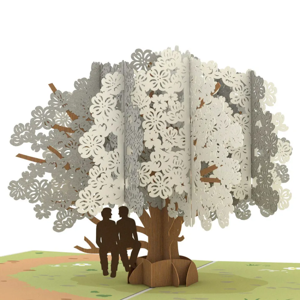 Lovepop Valentine'S Day 2/14|Lgbtq+|Dogwood Love Scene Gray Same Sex Male Pop-Up Card