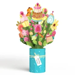 Lovepop Card & Gift Bundles|Plushpop|Eat Cake and Celebrate' Birthday Plushpop Card and Bouquet Bundle