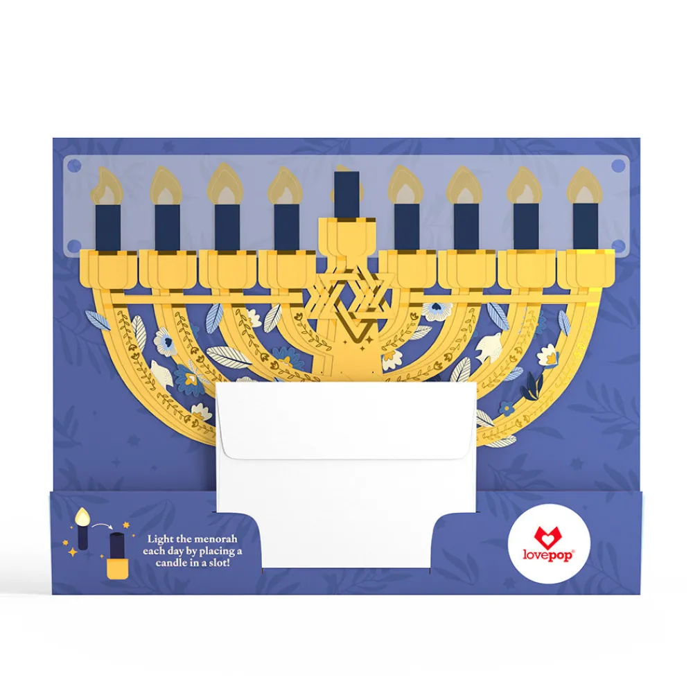 Lovepop Decor|Hanukkah 12/14|Elegant Interactive Menorah Giant Pop-Up Gift