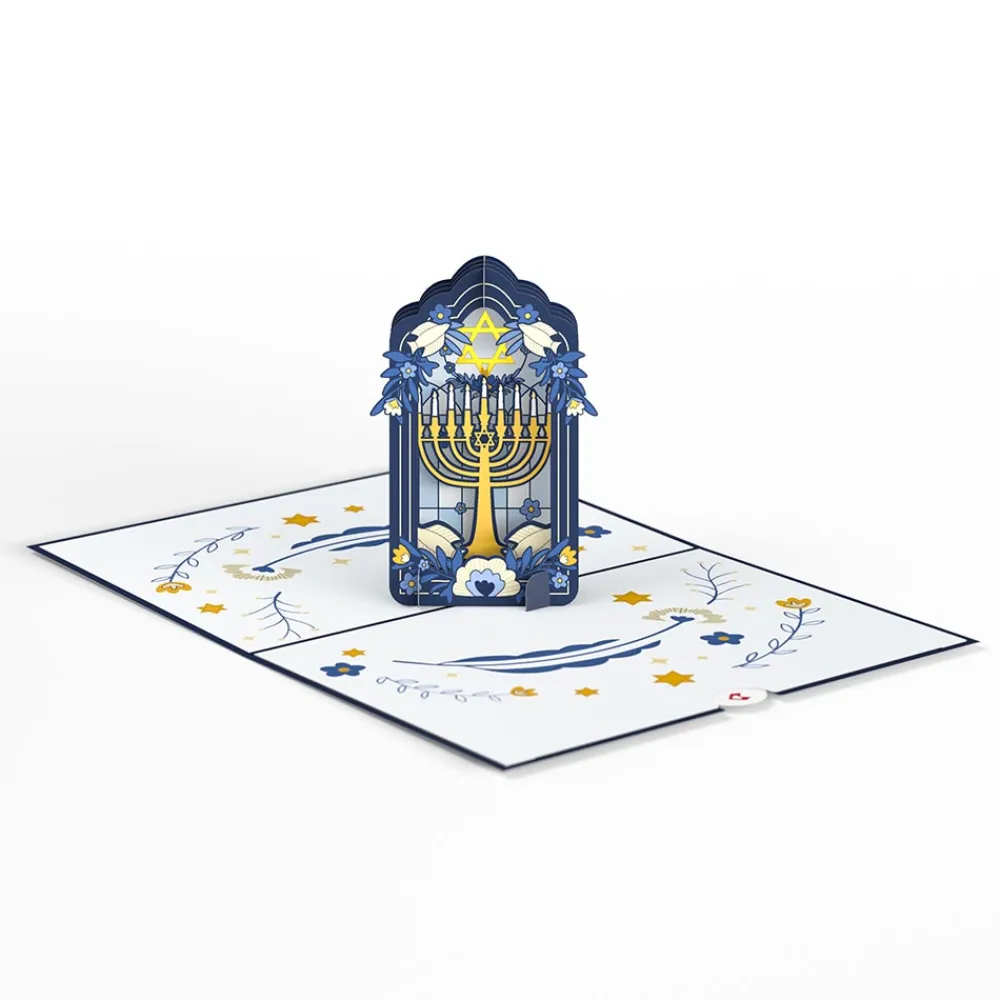 Lovepop Greeting Cards|Hanukkah 12/14|Elegant Stained Glass Hanukkah Pop-Up Card