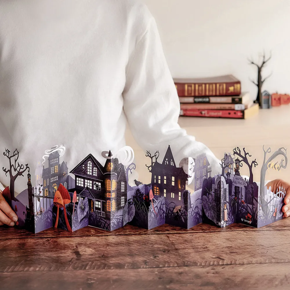 Lovepop Halloween 10/31|Enchantingly Eerie Halloween Village Loooooong Card™ (Expands to 2 feet)