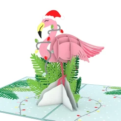 Lovepop Greeting Cards|Christmas 12/25|Festive Flamingo Pop-Up Card