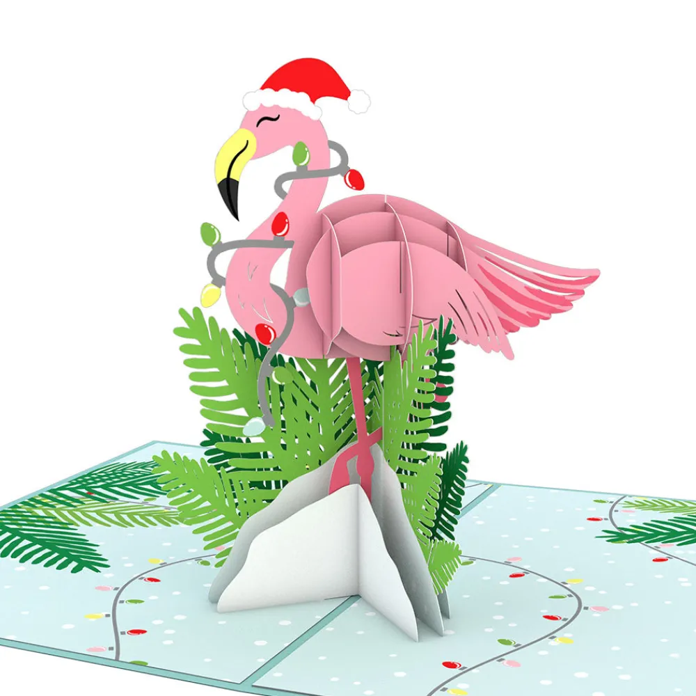 Lovepop Greeting Cards|Christmas 12/25|Festive Flamingo Pop-Up Card