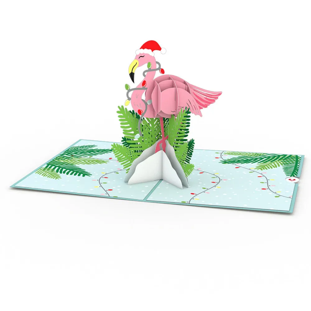 Lovepop Greeting Cards|Christmas 12/25|Festive Flamingo Pop-Up Card