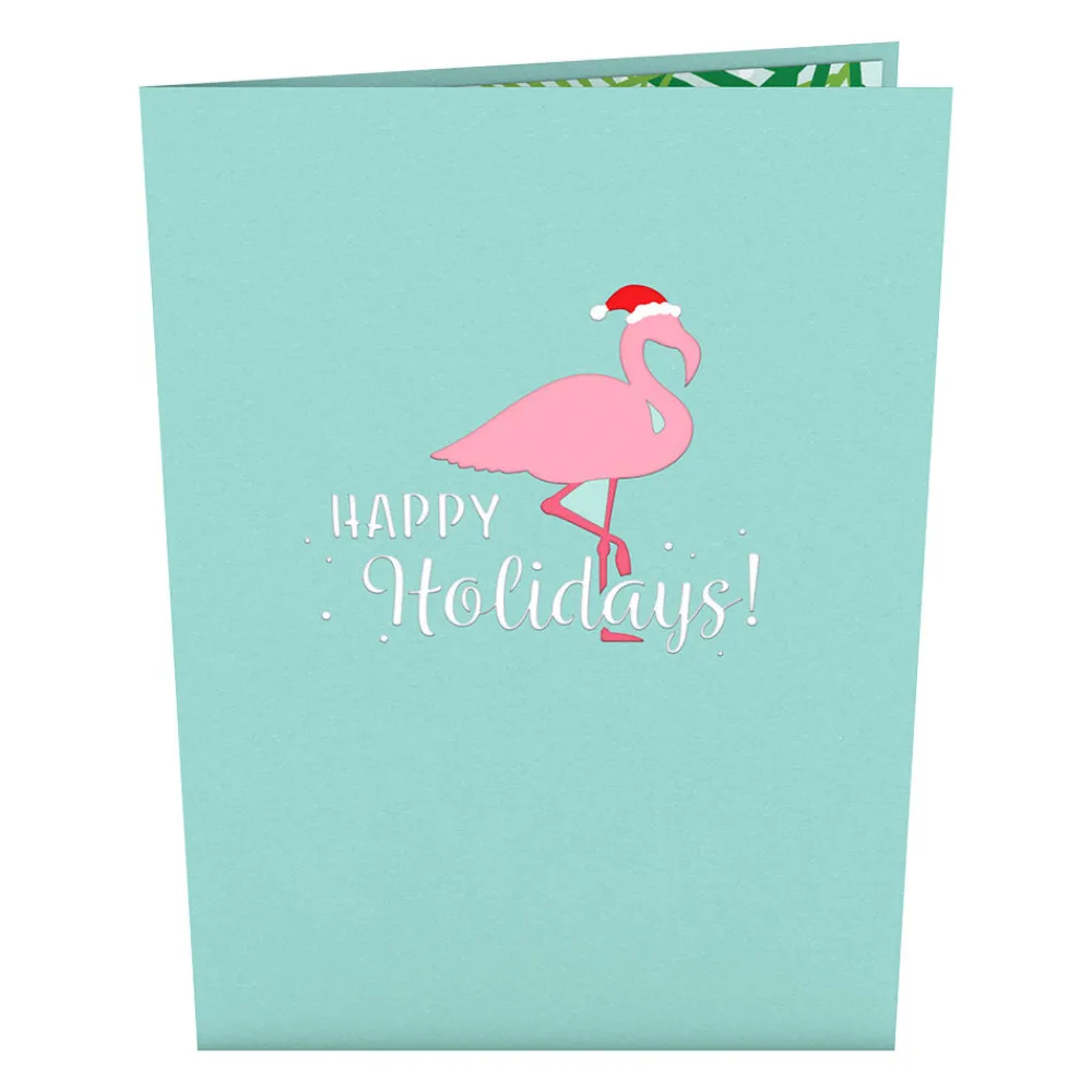 Lovepop Greeting Cards|Christmas 12/25|Festive Flamingo Pop-Up Card