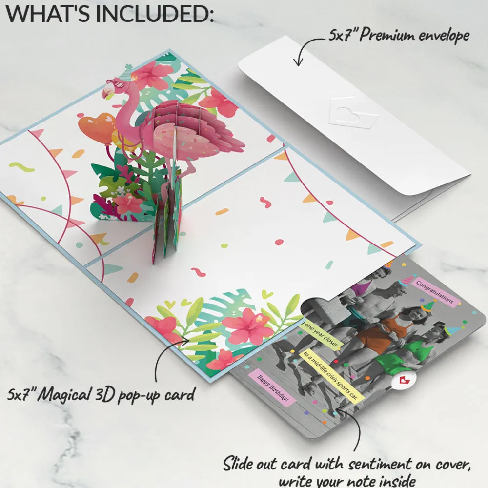 Lovepop Birthday|Flamazing Birthday Flamingo Pop-Up Card and Sentiment Set for Any Woman