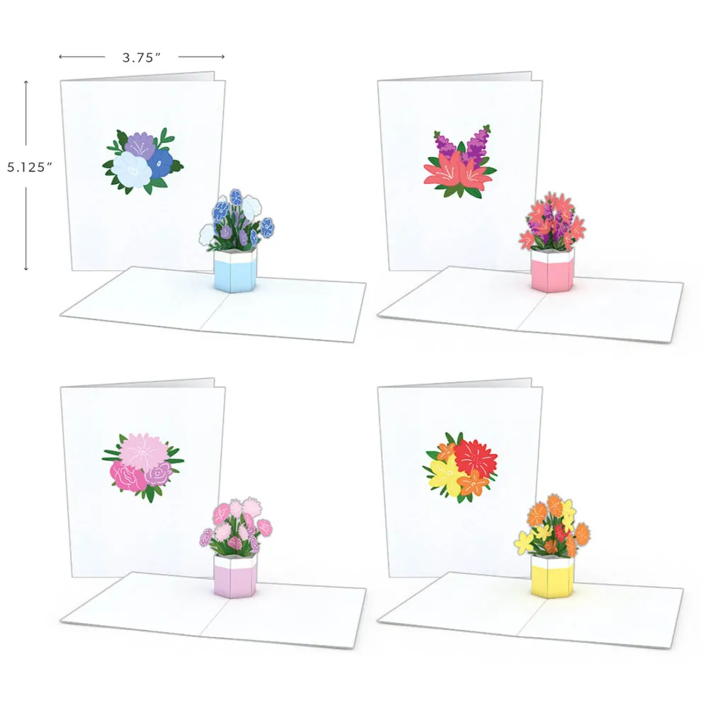 Lovepop Notecards|Get Well|Flower Pot Notecards (Assorted 4-Pack)