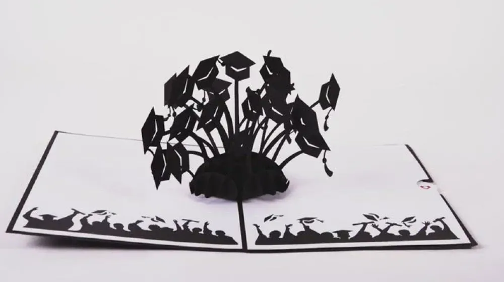 Lovepop Greeting Cards|Congratulations|Graduation Hats Black Pop-Up Card
