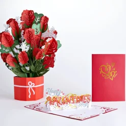 Lovepop Pop-Up Bouquets|Card & Gift Bundles|Grand Red Rose Valentine’s Day Bundle